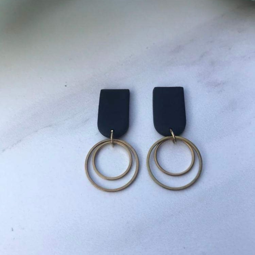 Modern Black and Gold Earrings
